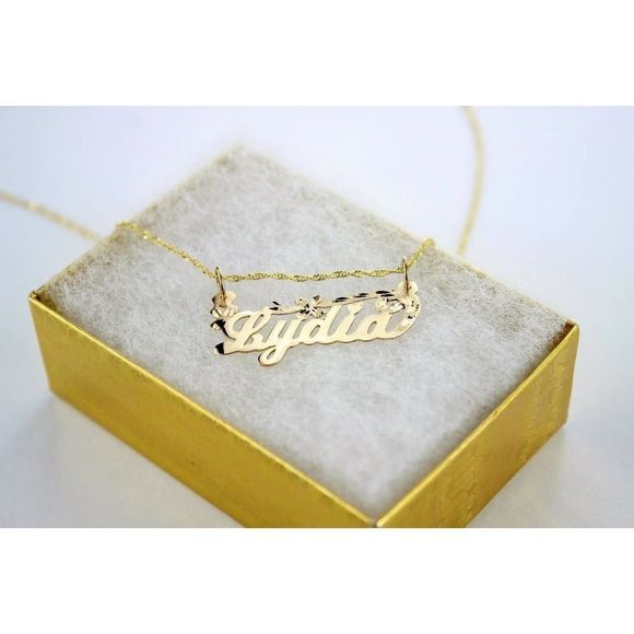 Custom 10K Gold Personalized Name Pendant Necklace
